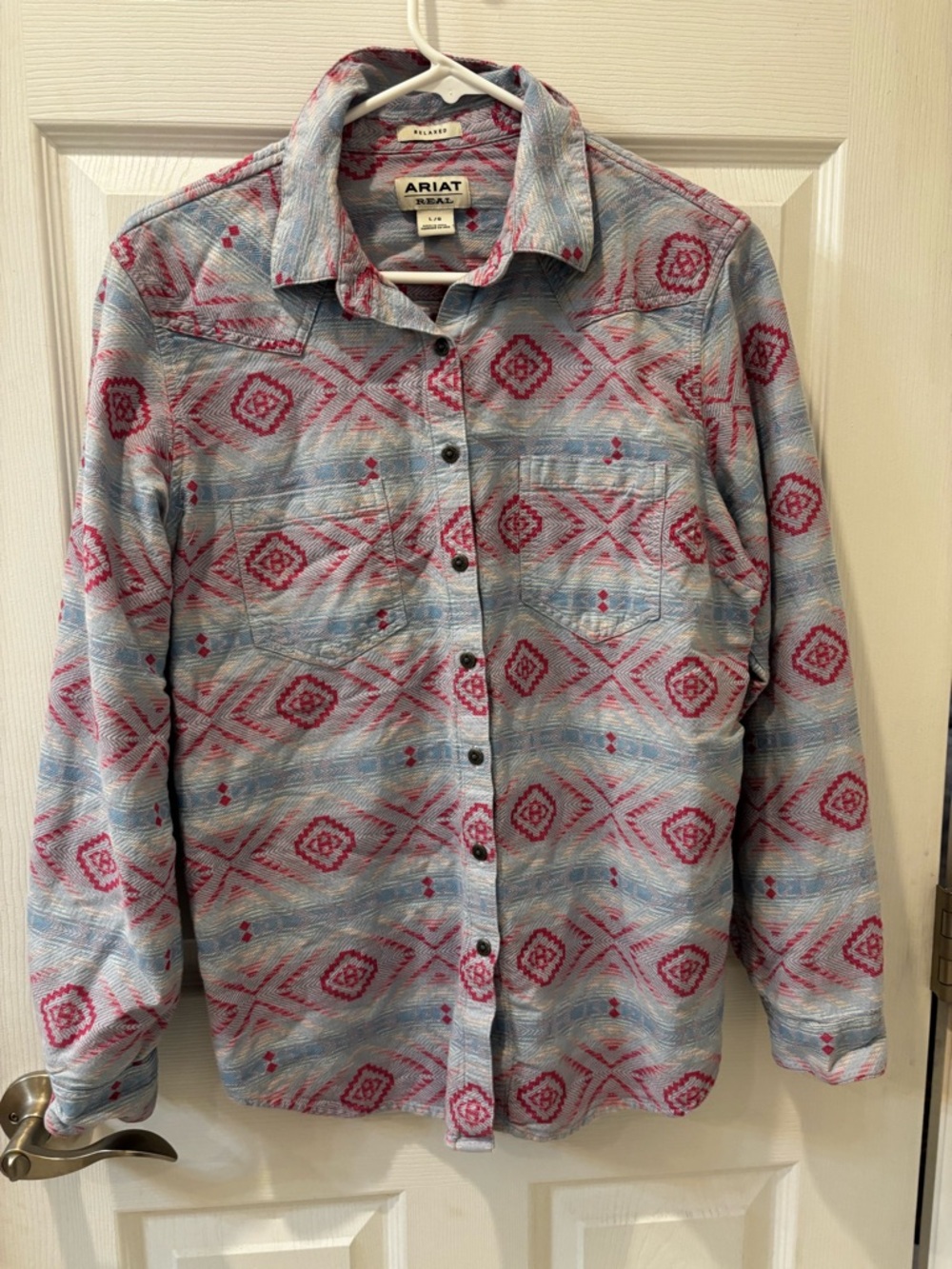 Ariat Blue & Pink Southwestern Button-Front Shirt